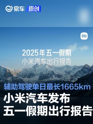 小米汽车发布五一假期出行报告 辅助驾驶单日最长使用1665km
