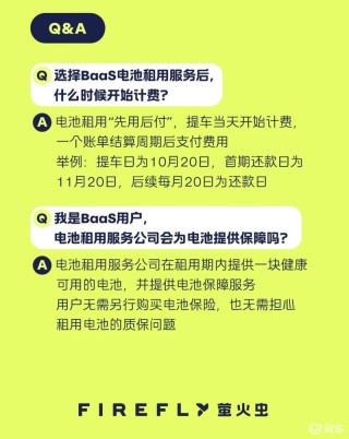 firefly萤火虫推出BaaS电池租用购车方案 自在版7.98万起售