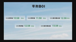 零跑B01开启预售 预售价10.58万元起