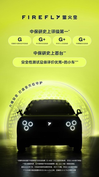 firefly萤火虫获中保研全优评价 夺得小车碰撞评级第一