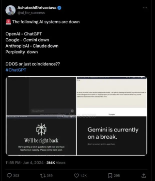 “都是调用的 GPT？”ChatGPT、Claude、Perplexity、Gemini 同时都宕机了