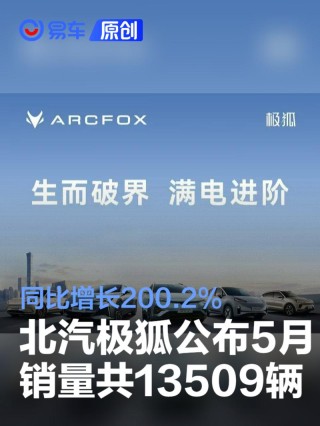 北汽极狐公布5月销量共13509辆 同比增长200.2%