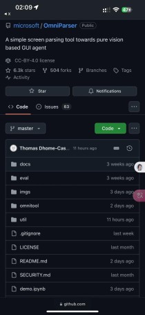 OmniParser – 微软推出的屏幕解析工具，将UI截图转换为结构化数据