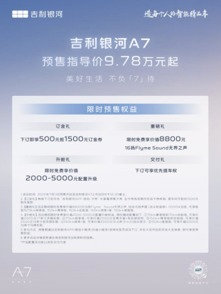 吉利银河A7加推基础辅助驾驶版型 限时享至高14800元预售权益