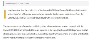 受疫情影响 网传EOS R5与R6发售日延迟