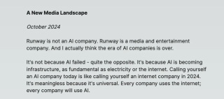 Runway CEO：AI公司的时代已经结束了