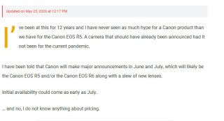 EOS R5定价或低于三万 传佳能将在六月发布新品
