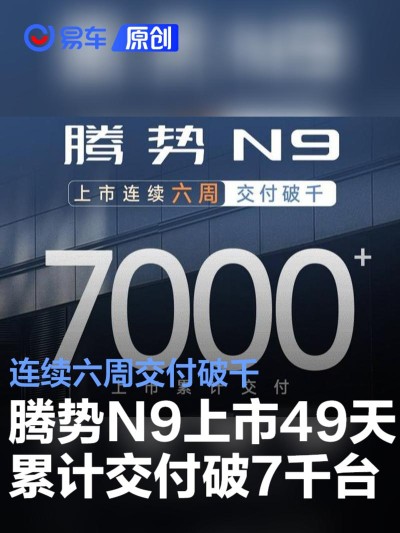 腾势N9上市49天累计交付突破7000台 连续六周交付破千