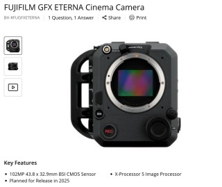 富士GFX Eterna发布临近 官方公布部分规格