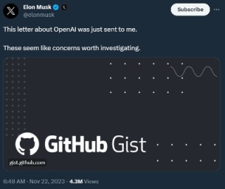 马斯克爆料OpenAI前员工举报信，指出Altman和Greg七宗罪