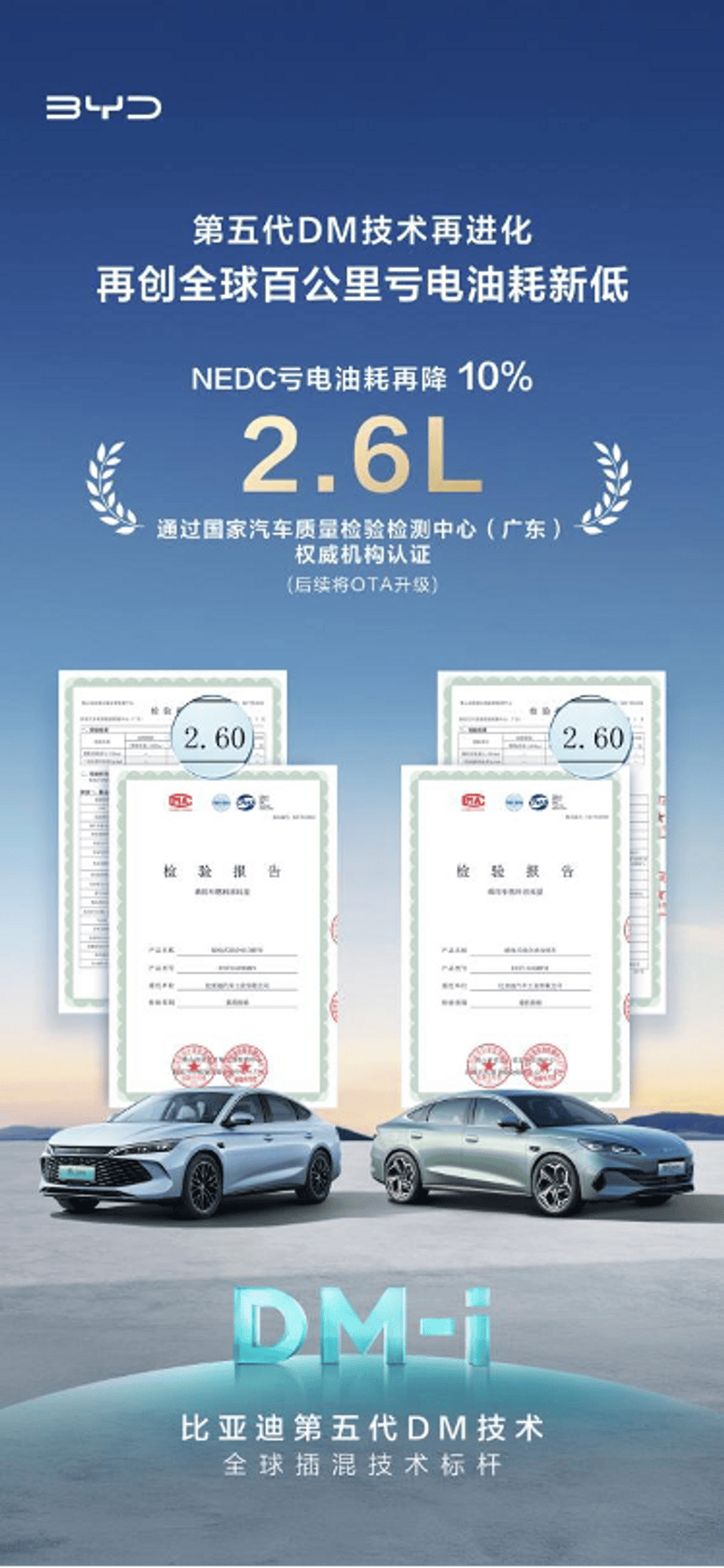 比亚迪第五代DM技术再进化 NEDC百公里亏电油耗低至2.6L  第2张