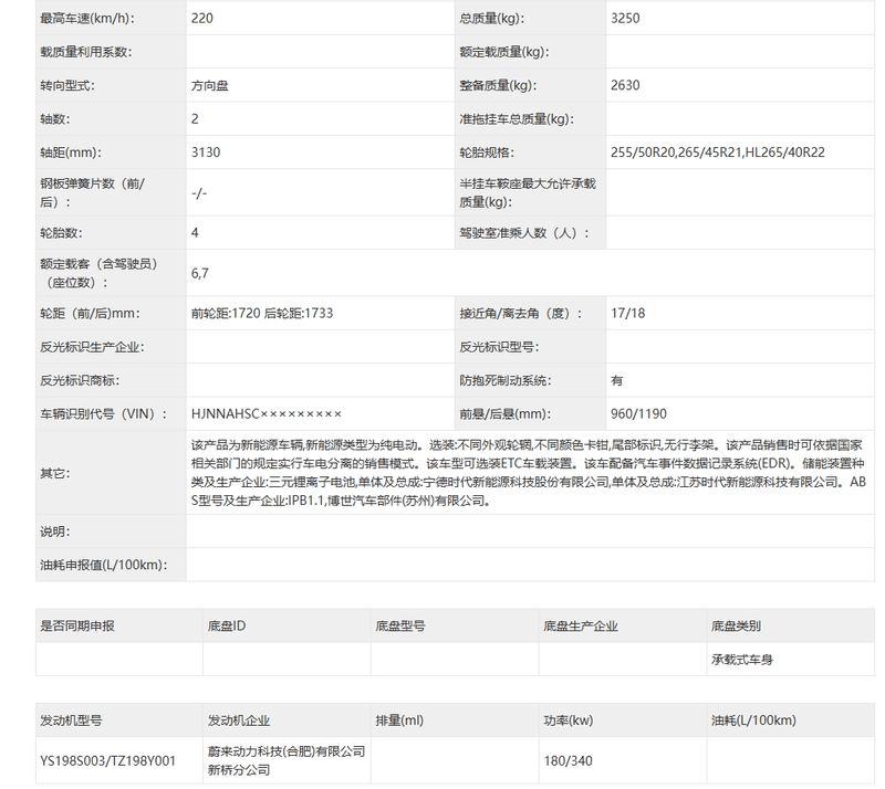 全新蔚来ES8申报图 车身尺寸明显提升  第5张