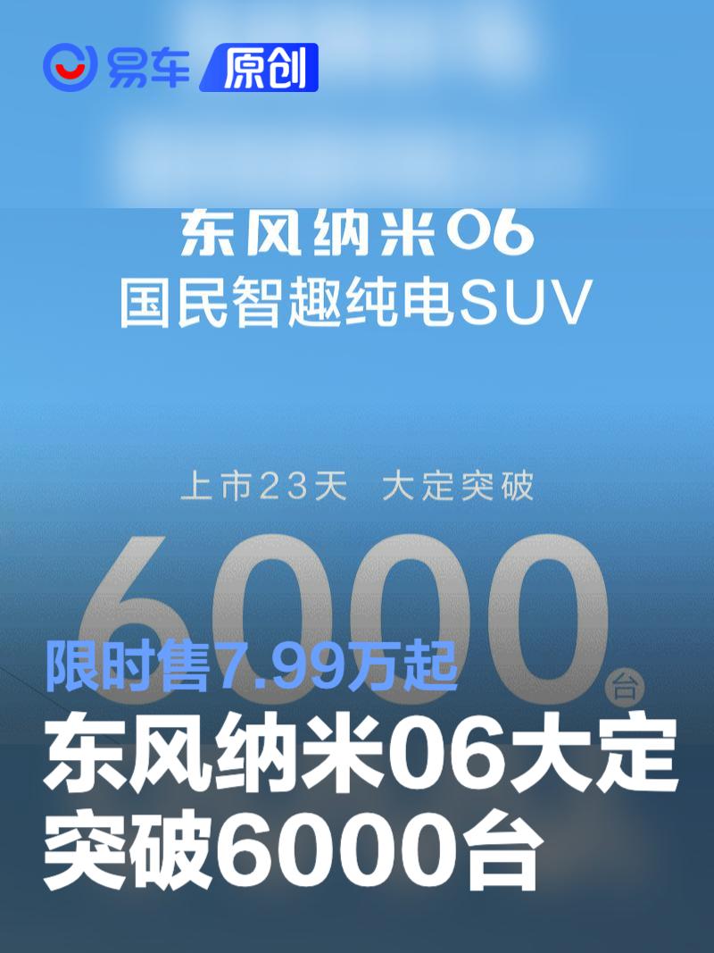 东风纳米06上市23天大定突破6000台 限时售7.99万起  第1张