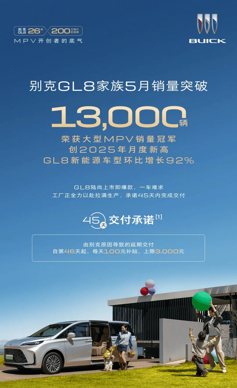 别克GL8家族5月销量突破13000辆 获大型MPV销量冠军  第2张