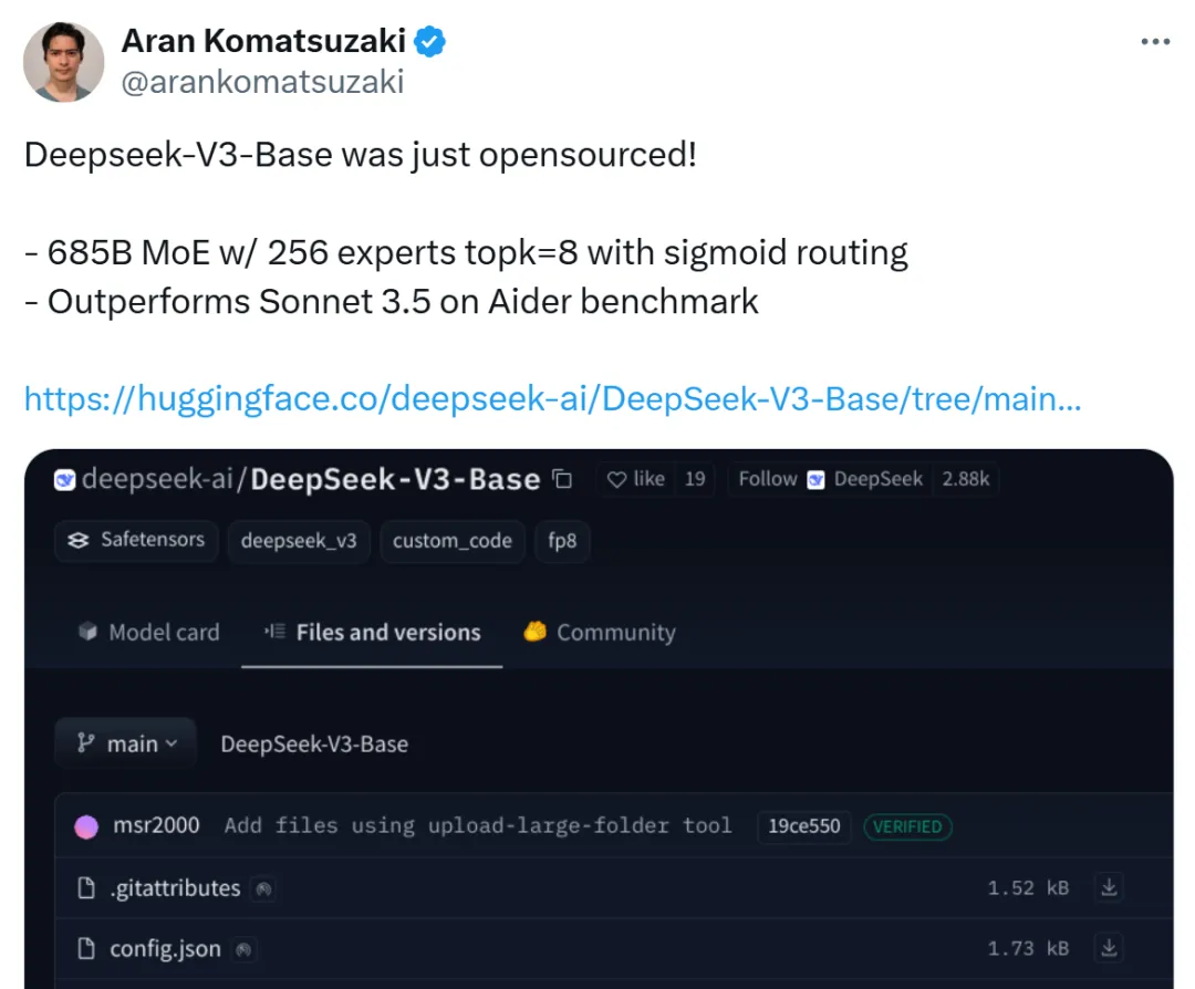 超越Claude 3.5紧追o1！DeepSeek-V3-Base开源，技术文档PDF全公开  第2张