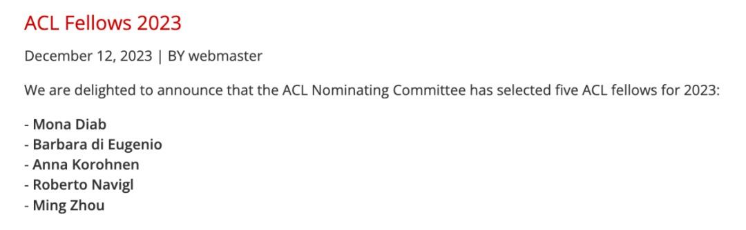 仅一位华人学者，周明入选ACL 2023 Fellow  第1张