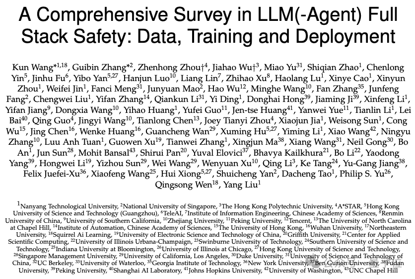 首个大模型全链路安全综述 ！南洋理工新国立等发布LLM Safety全景图：从数据、训练到部署的全面梳理  第1张