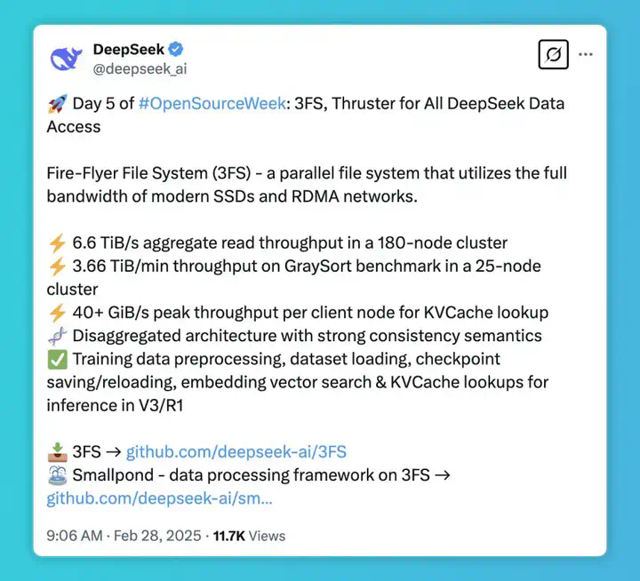 一文详解：DeepSeek 第五天开源的 3FS 文件系统  第1张