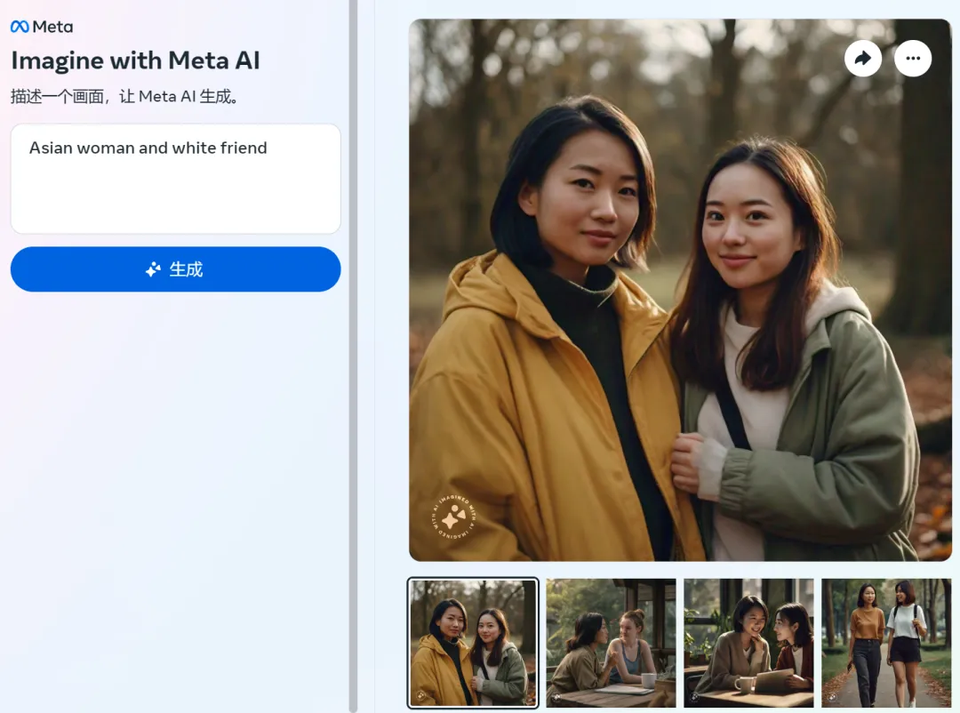 拒绝白人与亚洲人同框，Meta图像生成器的「歧视」，被人挖出来了  第7张