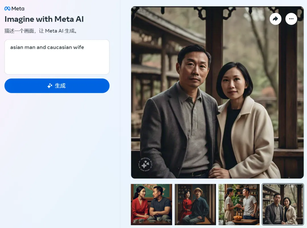 拒绝白人与亚洲人同框，Meta图像生成器的「歧视」，被人挖出来了  第15张