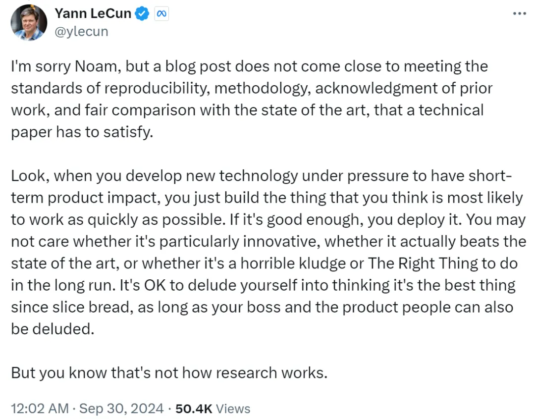 LeCun批评o1根本不像研究，Noam Brown回怼：已发表的研究都是废话  第4张