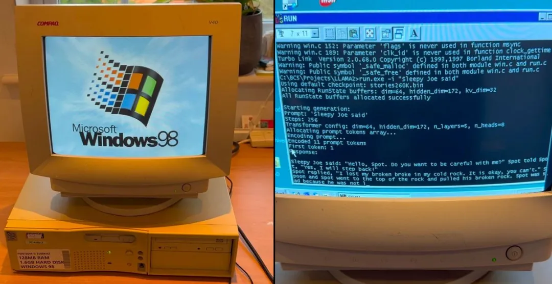 26年前老年机跑Llama2，每秒39个token：你的AI PC，也可以是Windows 98  第1张