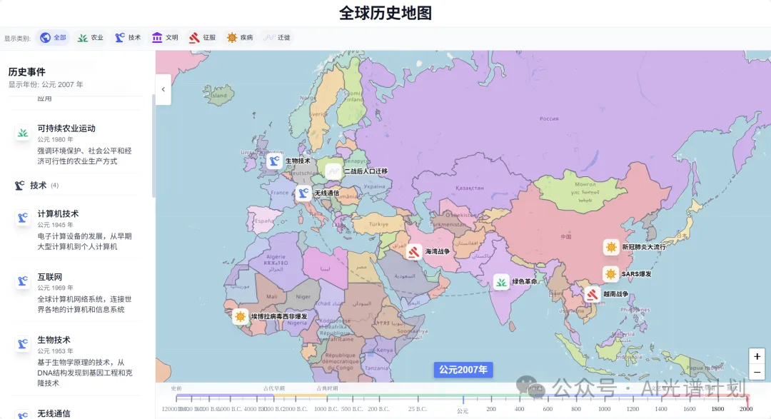 用Cursor+Claude 把《枪炮、病菌与钢铁》做成了“活地图”，让你俯瞰几万年人类文明！  第2张