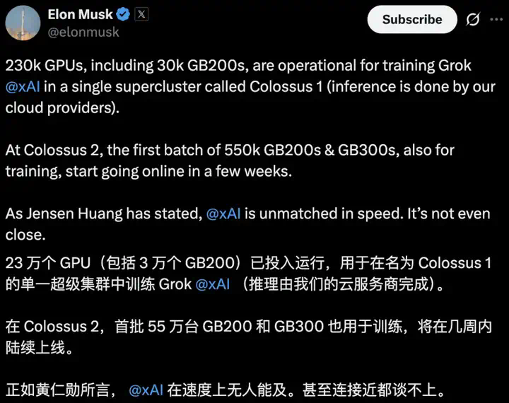 孙正义被奥特曼忽悠，五千亿星际之门流产？马斯克豪言：要上5000万块GPU！  第7张