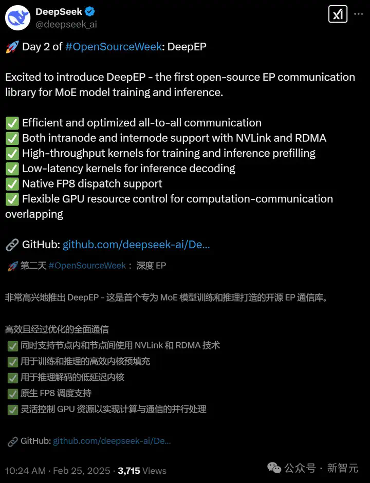 刚刚，DeepSeek开源DeepEP通信库，千亿MoE训推颠覆级创新！FP8狂飙，带飞GPU  第1张