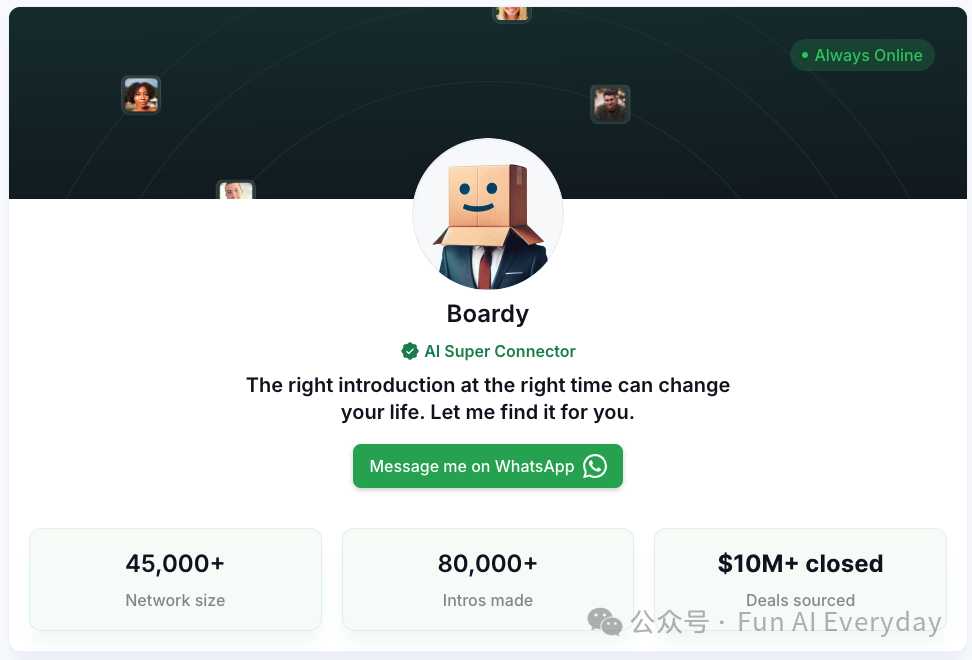 每天一个 FUN AI｜ Boardy ai：AI 用 AI 给自己找到了投资人  第4张