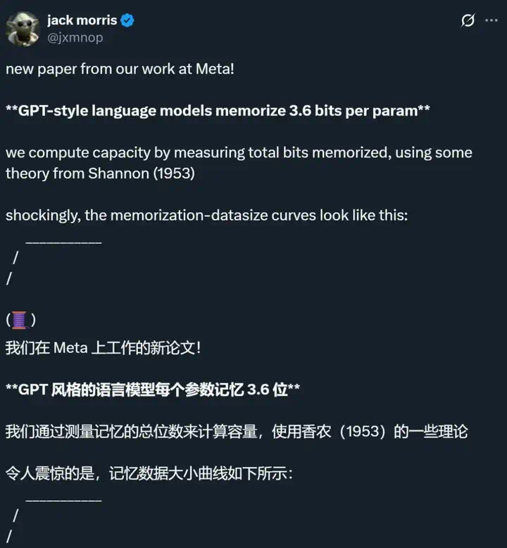 最新发现！每参数3.6比特，语言模型最多能记住这么多  第1张