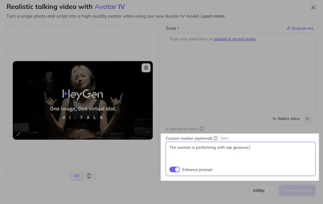 一张图，一个虚拟偶像，实测HeyGen最新数字人：令人惊叹的AVATAR IV。  第3张