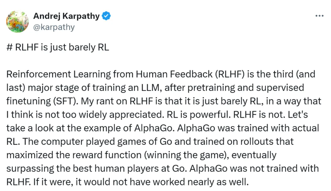 Karpathy观点惹争议：RLHF不是真正的强化学习，谷歌、Meta下场反对  第1张