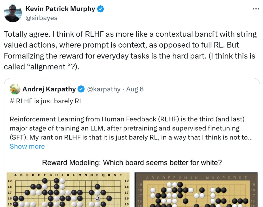 Karpathy观点惹争议：RLHF不是真正的强化学习，谷歌、Meta下场反对  第4张