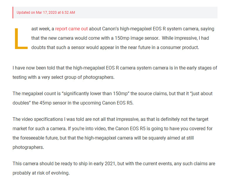 第三台机 网传EOS R高像素样机开始测试  第1张